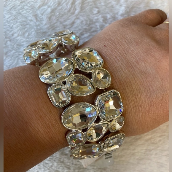 Charter Club Jeweled Clear Stones Stretch Bracelet‎ - Picture 1 of 8